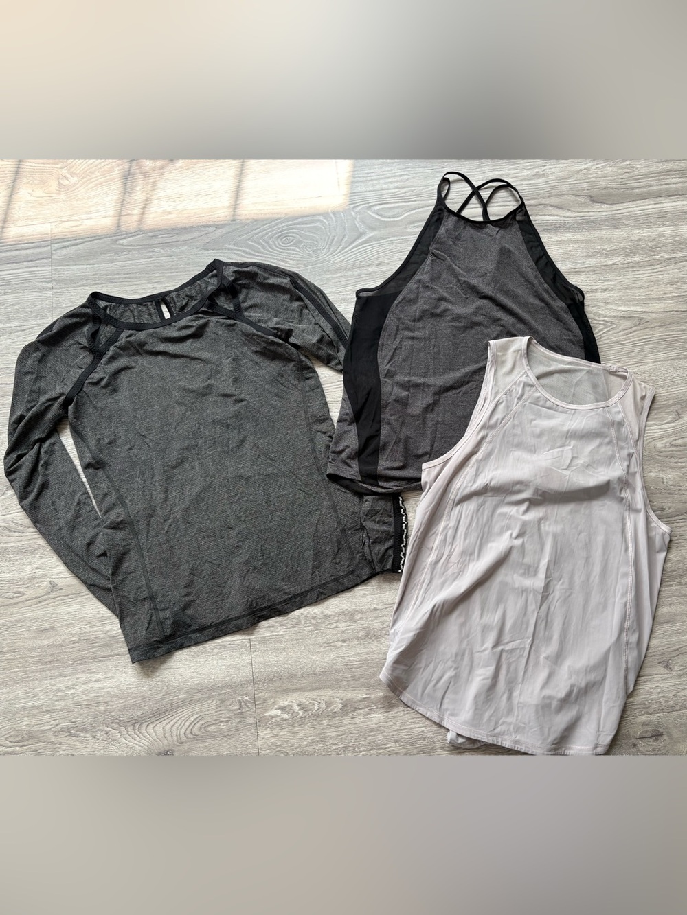 Bundle of 3 Lululemon Athletic Tops - Size 8 | Dark Charcoal Grey & Light Purple